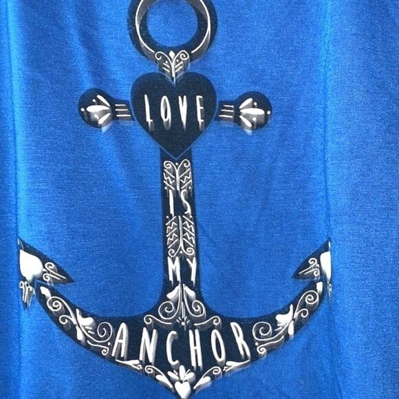 Wound Up Blue Racerback Tank Top With Lace Details & Anchor Graphic XLarge (15-1 - Picture 4 of 10